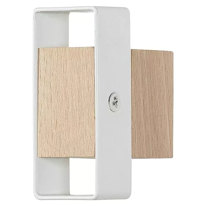 Rei Garderobenhaken C8705 - L x B x H: 50 x 30 x 60 mm, Holz, Weiß - Weißer rechteckiger Griff mit hellen Holzpaneelen und einer dekorativen Schraube.