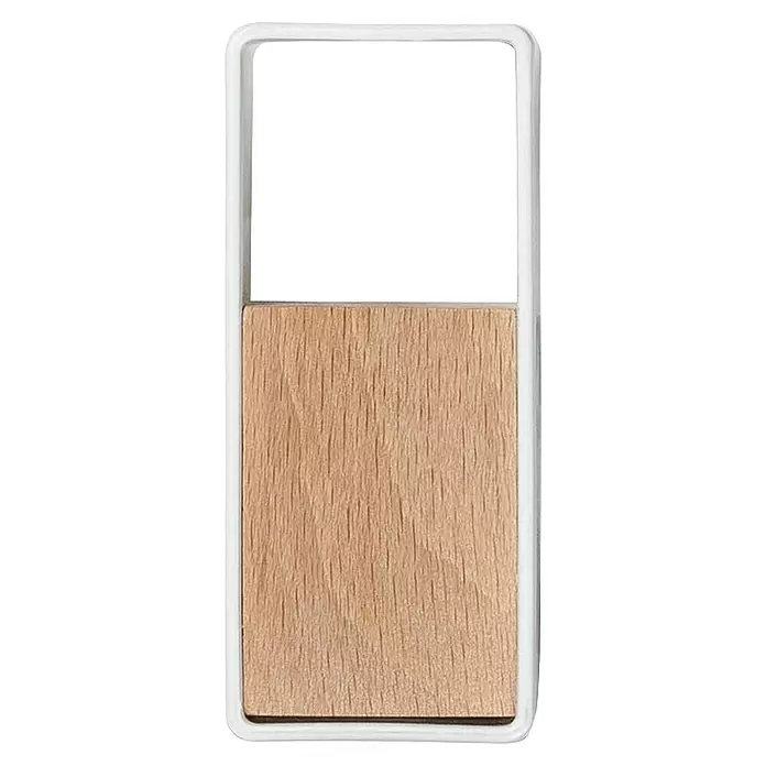 Rei Garderobenhaken C8705 - L x B x H: 50 x 30 x 60 mm, Holz, Weiß - Weißer rechteckiger Rahmen mit hellem Holzpaneel im unteren Bereich, die obere Hälfte ist offen.