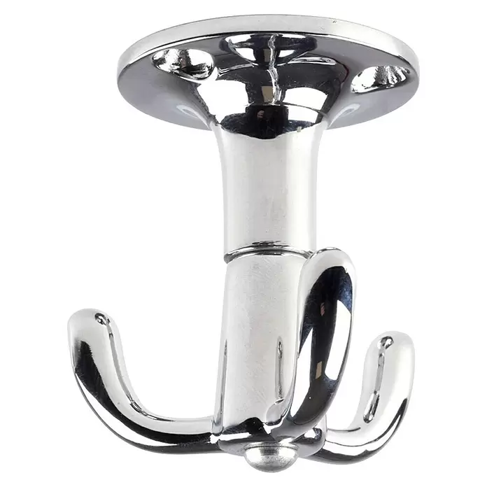 Rei Garderobenhaken C8724 - L x B x H: 54 x 46 x 46 mm, Aluminium, Silber - Verchromter Dreifach-Garderobenhaken mit Deckenbefestigungsplatte.