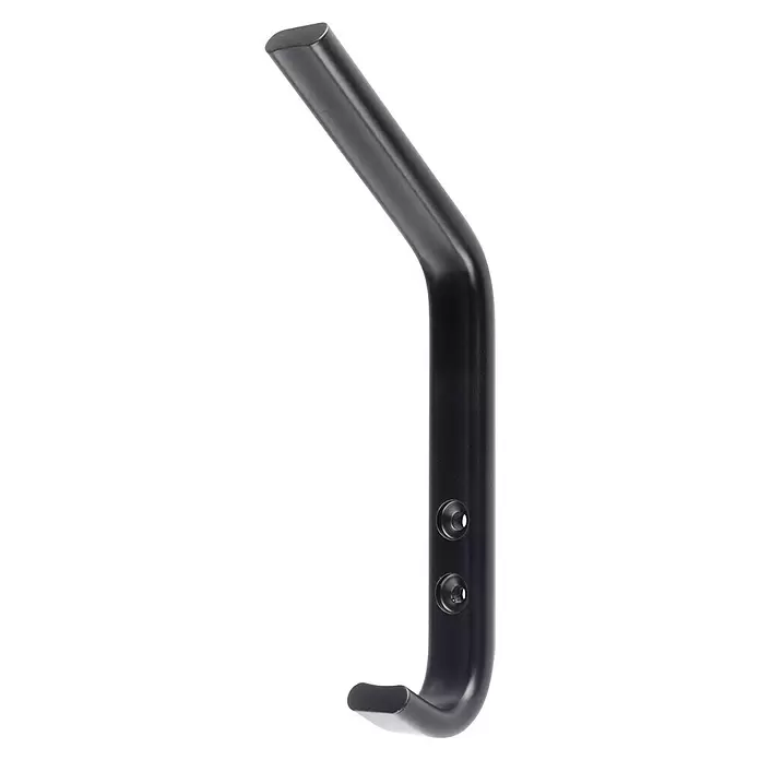 Rei Garderobenhaken C6802 - L x B x H: 74 x 20 x 175 mm, Aluminium, Schwarz - Schwarzer, abgewinkelter Metallhaken mit zwei Schraublöchern zur Wandmontage.