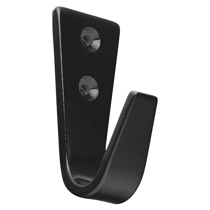 Rei Garderobenhaken - L x B x H: 38 x 28 x 70 mm, Aluminium, Schwarz - Schwarzer Metall-Wandhaken mit zwei sichtbaren Schraublöchern.