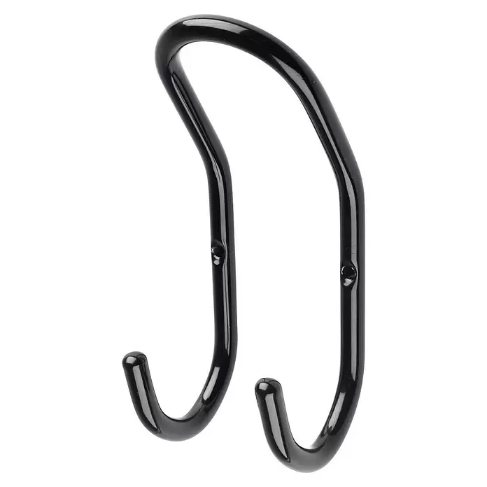 Rei Garderobenhaken 8013 - L x B x H: 59 x 58 x 146 mm, Stahl, Schwarz - Glänzender schwarzer Metall-Doppelhaken zur Wandmontage, geeignet für schwere Lasten.