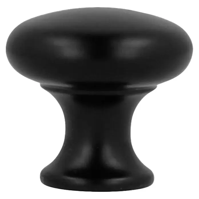 Rei Pomo para muebles - Diámetro: 25 mm, Negro - Pomo de mueble negro mate en forma de hongo con base acampanada.