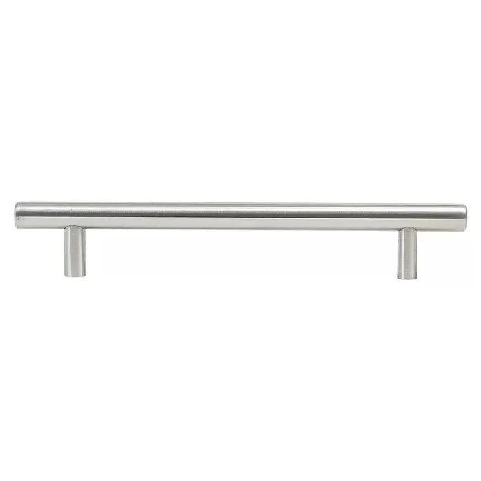 Rei Tirador para muebles - Distancia entre orificios: 128 mm, Acero, Acero inoxidable, Redonda - Tirador de barra de acero inoxidable cepillado para armarios o cajones.