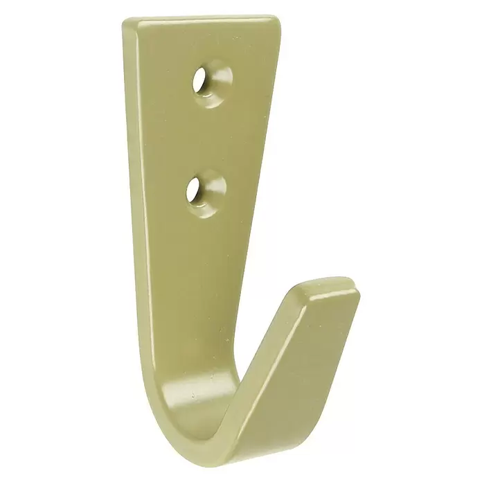 Rei Garderobenhaken C6803 - L x B x H: 38 x 28 x 70 mm, Aluminium, Grün - Beigegrüner Metall-Kleiderhaken mit zwei Schraubenlöchern zur Wandmontage.
