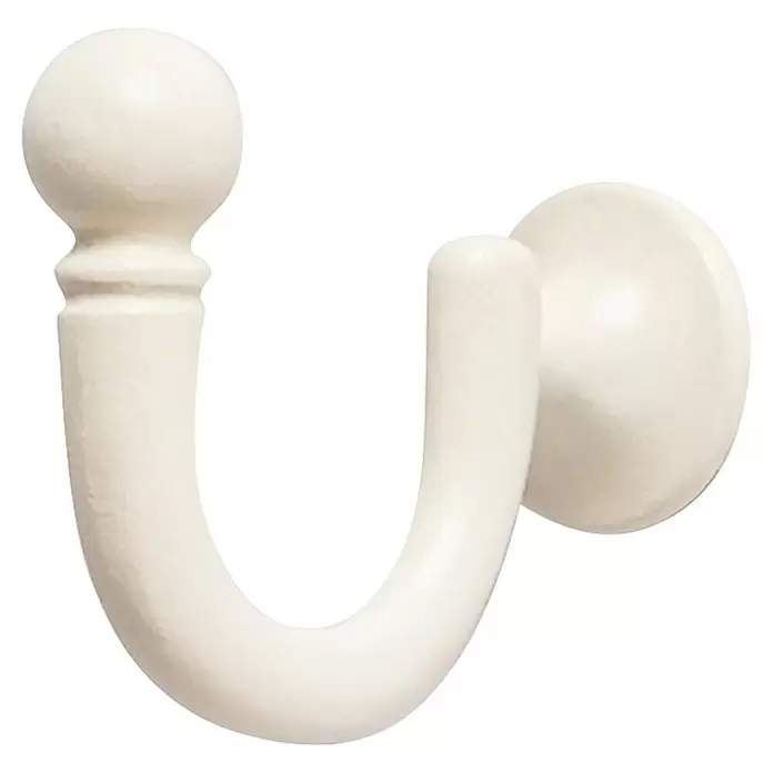 Rei Garderobenhaken C1035 - L x B x H: 42 x 22 x 51 mm, Zinkdruckguss, Grau - Weißer dekorativer U-förmiger Gardinenhalter mit Kugelabschluss.