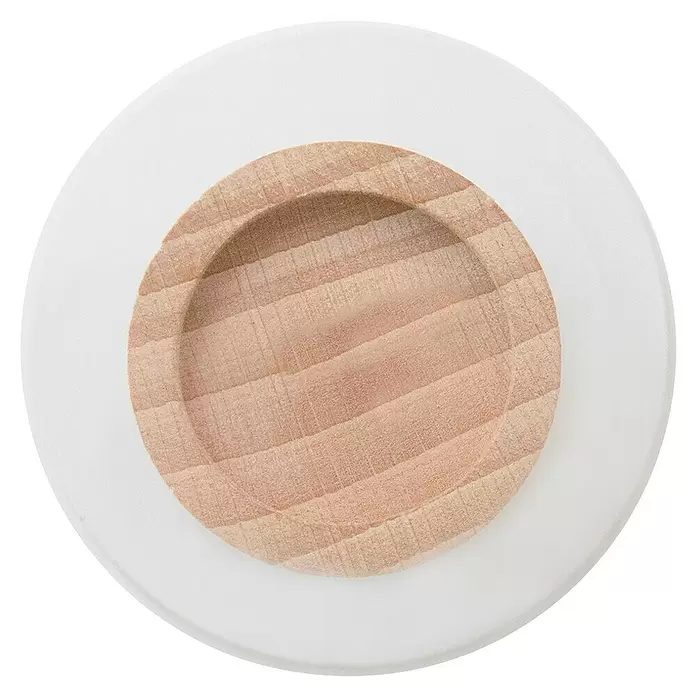 Rei Garderobenhaken C8717 - L x B x H: 26 x 60 x 60 mm, Holz, Weiß - Rundes weißes Objekt mit vertieftem Naturholzzentrum.