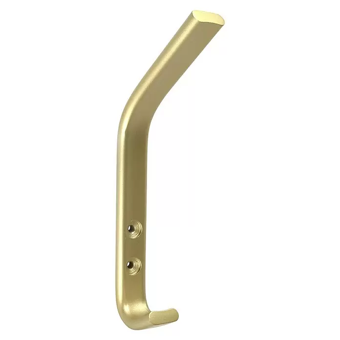 Rei Garderobenhaken C6802 - L x B x H: 74 x 20 x 175 mm, Aluminium, Gold - Goldener Wandhaken aus gebürstetem Messing mit zwei Schraublöchern.