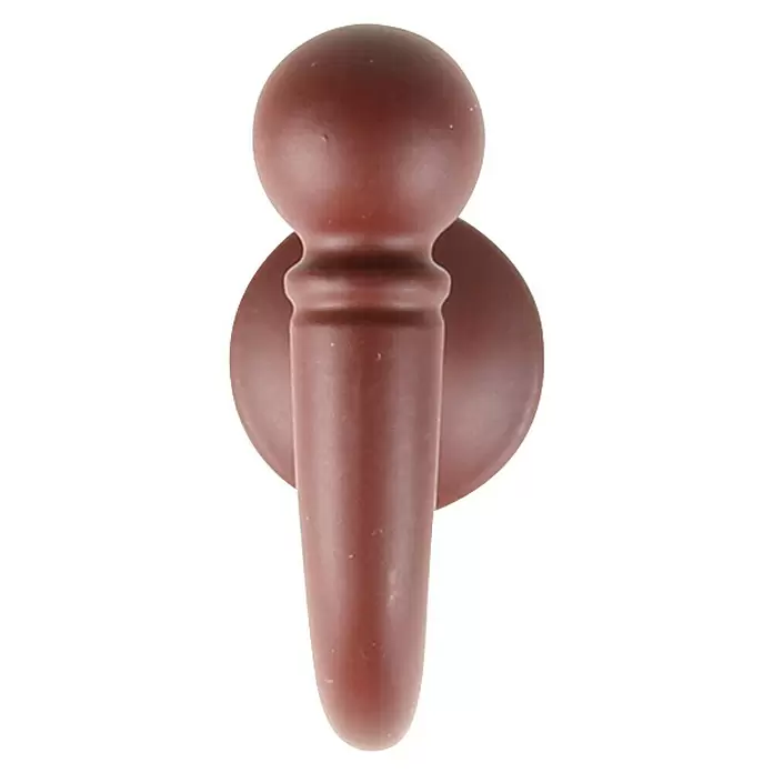 Rei Garderobenhaken C1035 - L x B x H: 42 x 22 x 51 mm, Zinkdruckguss, Rot - Brauner Holzgarderobenhaken mit kugelförmigem Kopf und konischem Schaft.