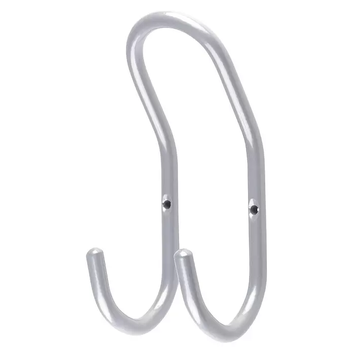 Rei Garderobenhaken 8013 - L x B x H: 59 x 58 x 146 mm, Stahl, Silber - Glänzender silberner U-förmiger Doppelhaken mit zwei Befestigungslöchern, ideal zum Aufhängen.