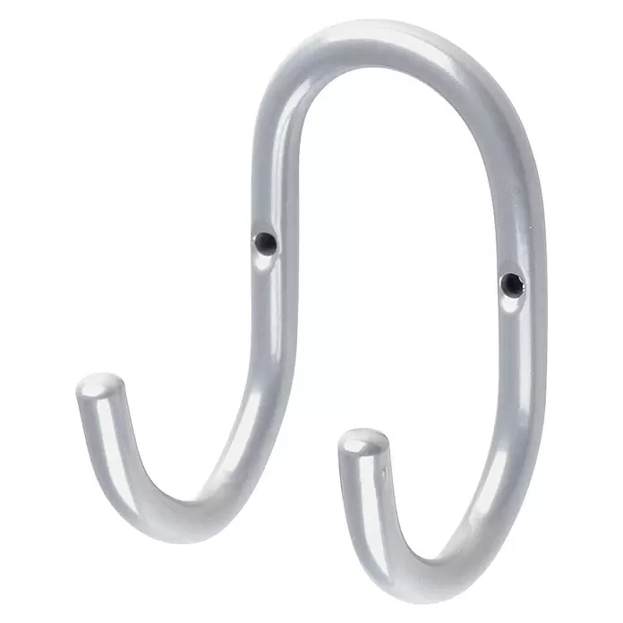 Rei Garderobenhaken 8013 - L x B x H: 57 x 58 x 87 mm, Stahl, Silber - Glänzender, silberfarbener Doppelhaken mit zwei Befestigungslöchern.