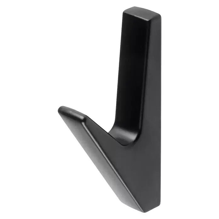 Rei Garderobenhaken C8728 - L x B x H: 40 x 14 x 78 mm, Zinkdruckguss, Schwarz, 1 Stk. - Schlichter matt schwarzer Kleiderhaken.