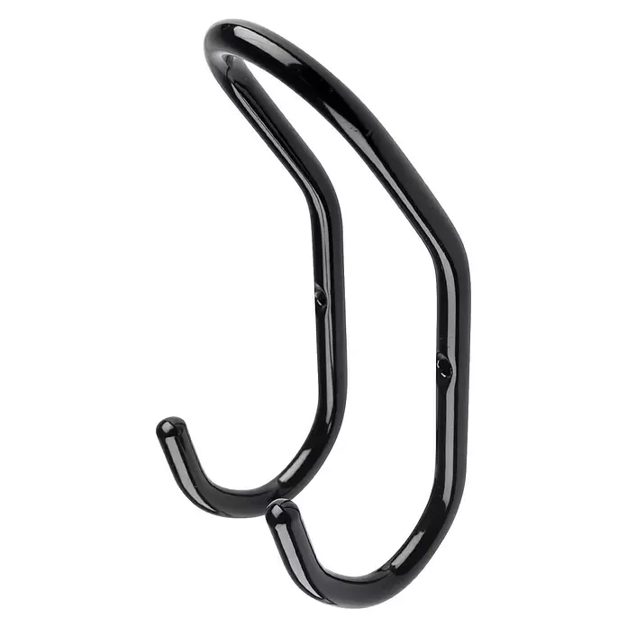 Rei Garderobenhaken 8013 - L x B x H: 59 x 58 x 146 mm, Stahl, Schwarz - Schwarzer, glänzender U-förmiger Doppelwandhaken mit Befestigungslöchern für Fahrräder oder Werkzeuge.