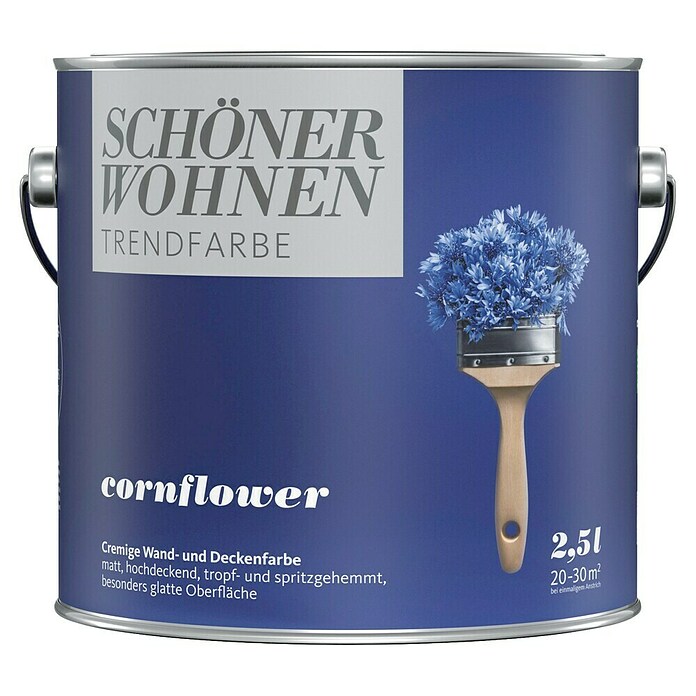 SCHÖNER WOHNEN-Farbe Wandfarbe Trendfarbe Jubiläumsedition (Cornflower, Matt, 2,5 l, Konservierungsmittelfrei) | BAUHAUS