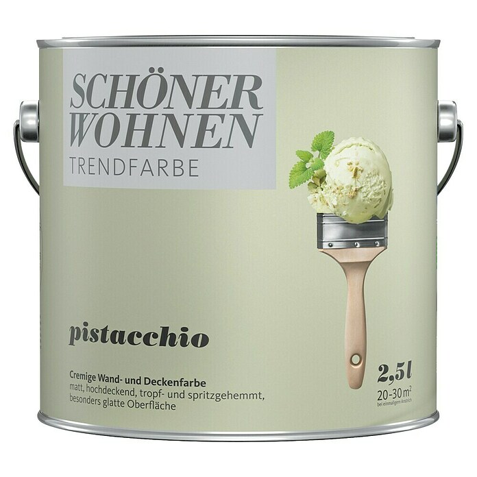 SCHÖNER WOHNEN-Farbe Wandfarbe Trendfarbe Jubiläumsedition (Pistacchio, Matt, 2,5 l, Konservierungsmittelfrei) | BAUHAUS