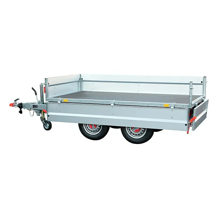 Stema Anhänger BASIC SH 2000-25-13.2 - Nutzlast: 1.642 kg, Doppelachser, Kasteninnenmaß: 251 x 128 x 35 cm, Gebremst - Ein robuster PKW-Anhänger mit Doppelachse und Bordwänden, ideal für vielfältige Transportaufgaben.