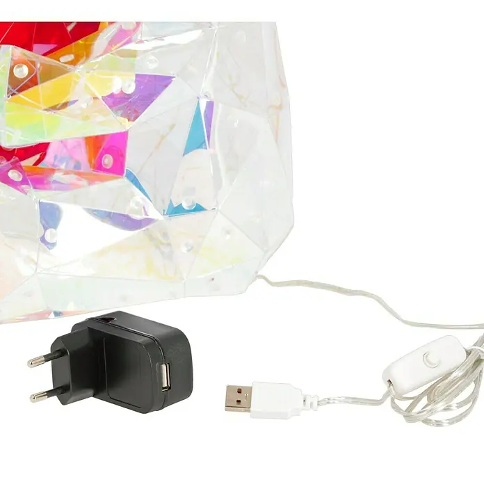 Tween Light LED-Dekoleuchte Valentin - Transparent/Irisierend, L x B x H: 23 x 19 x 30 cm, Valentin - Ein prismatisches LED-Nachtlicht mit Netzteil und USB-Kabel. Das Nachtlicht hat ein schillerndes, facettiertes Design für Kinderzimmer.