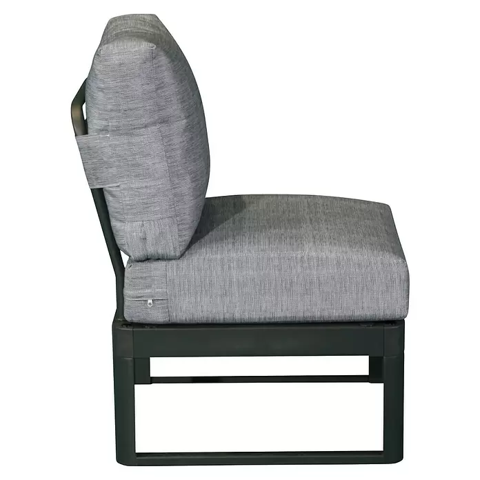 Bonlay Loungesofa Elara - B x T x H: 148 x 65 x 83 cm, Aluminium, Polyester, HPL, Anthrazit - Graues Outdoor-Loungestuhlmodul mit dunklem Metallrahmen und Stoffkissen.