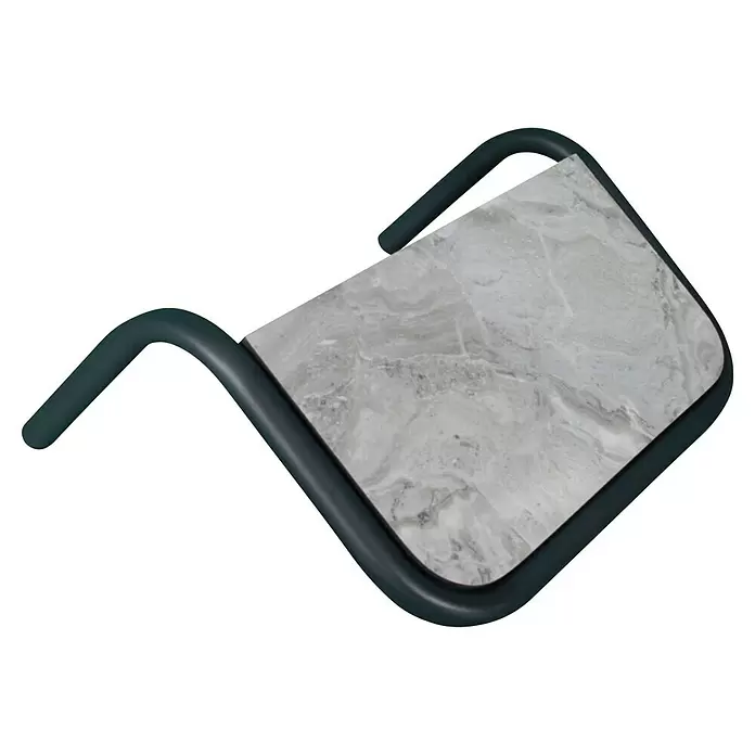 Bonlay Loungesofa Elara - B x T x H: 148 x 65 x 83 cm, Aluminium, Polyester, HPL, Anthrazit - Beistelltisch mit heller Marmorplatte und dunkelgrauem, gebogenem Metallrahmen.
