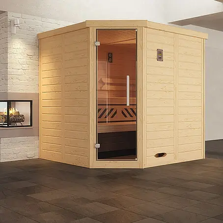 Weka  Massivholzsauna KEMI Eck 7,5 kW BioS GT Gr.3 Typ 1