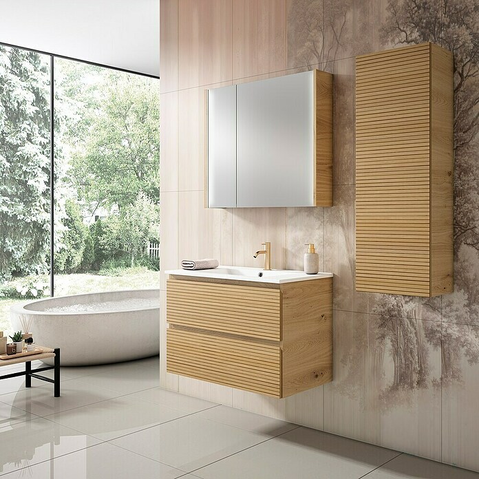 Mueble de lavabo Naomi 2C (L x An x Al: 45 x 70 x 55 cm, Roble garriga) | BAUHAUS