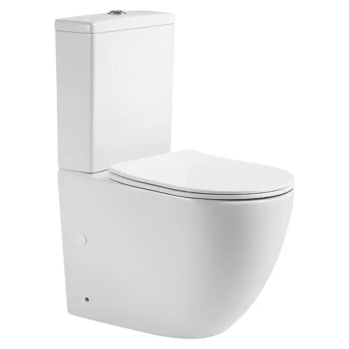 Pack de WC Lara - Sin borde de descarga, Salida WC: Vertical, Blanco - Inodoro blanco con cisterna y un diseño moderno y elegante. Ideal para cualquier baño, ofreciendo confort e higiene.