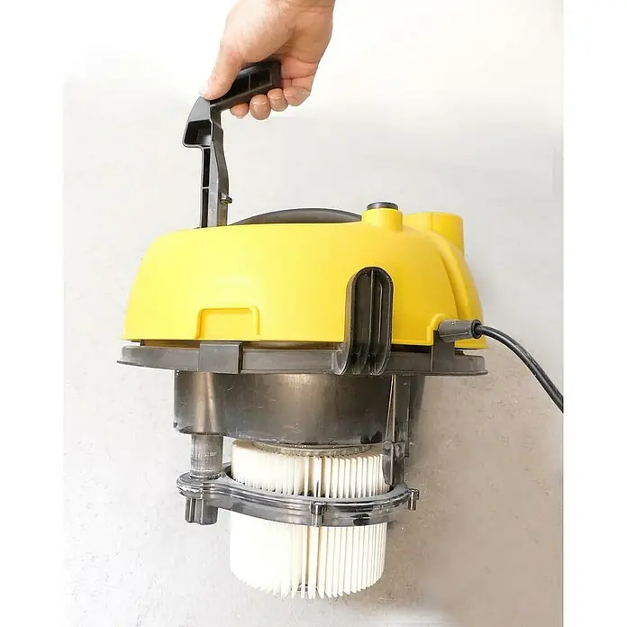 Fartools Aspirador en seco y húmedo NETUP30PB + lijadora de paredes DWS710E - 2 pzs. - Aspiradora amarilla para líquidos/sólidos sostenida por el asa con una mano. Aspiradora compacta y portátil para diversas tareas de limpieza.