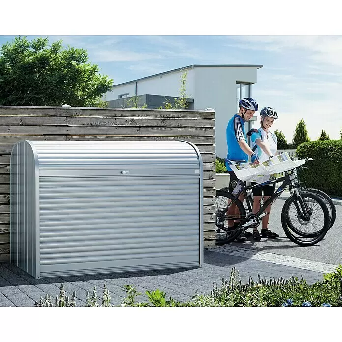 Biohort StoreMax Garten-Aufbewahrungsbox StoreMax 160 - Silber Metallic, L x B x H: 163 x 78 x 120 cm, Stahl - Stimmungsaufnahme