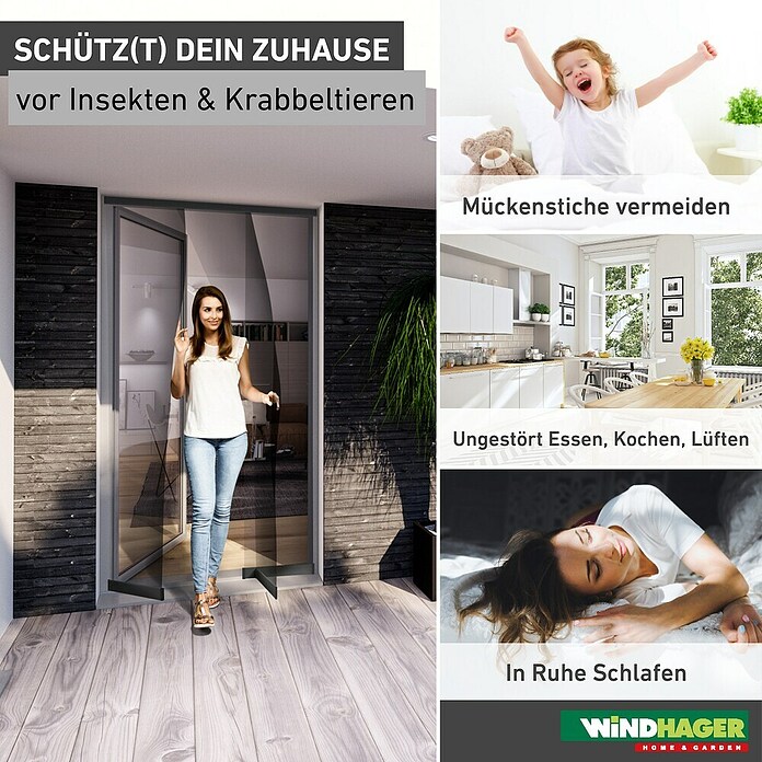 Windhager Türvorhang Teleskop (B x H: 120 x 250 cm, Montage Insektengitter: Ankletten) | BAUHAUS