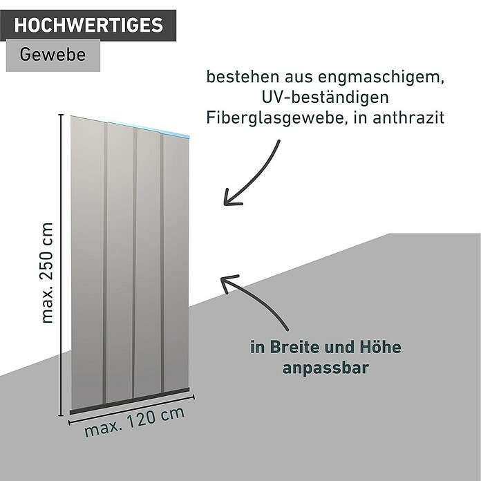 Windhager Türvorhang Teleskop (B x H: 120 x 250 cm, Montage Insektengitter: Ankletten) | BAUHAUS