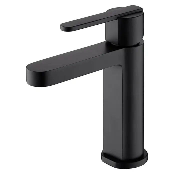 Camargue Sabati Grifo de lavabo - Negro - Elegante grifo de baño negro con un diseño moderno y minimalista, perfecto para añadir un toque de elegancia a cualquier baño.