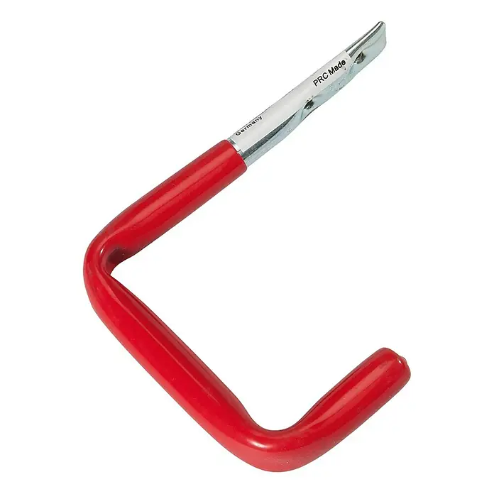 Stabilit Wandhaken - 11,5 x 1,7 x 14,8 cm, Belastbarkeit: 20 kg, Durchmesser: 12 mm - Roter Brecheisen mit einem Ende aus Metall. Ideal für verschiedene Hebel- und Aufbrecharbeiten in Werkstatt oder Garage.