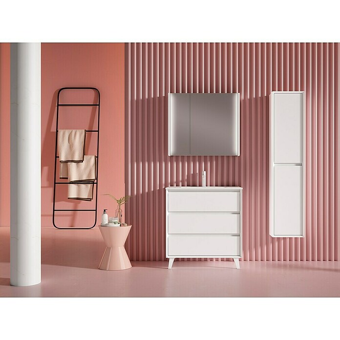 Mueble de lavabo Inglet (An x L: 100 x 45 cm, Blanco, Brillante) | BAUHAUS