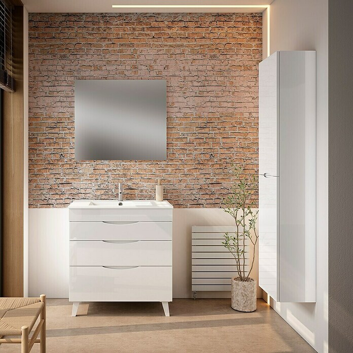 Armario colgante de baño Turia (L x An x Al: 25 x 35 x 160 cm, Blanco brillo) | BAUHAUS