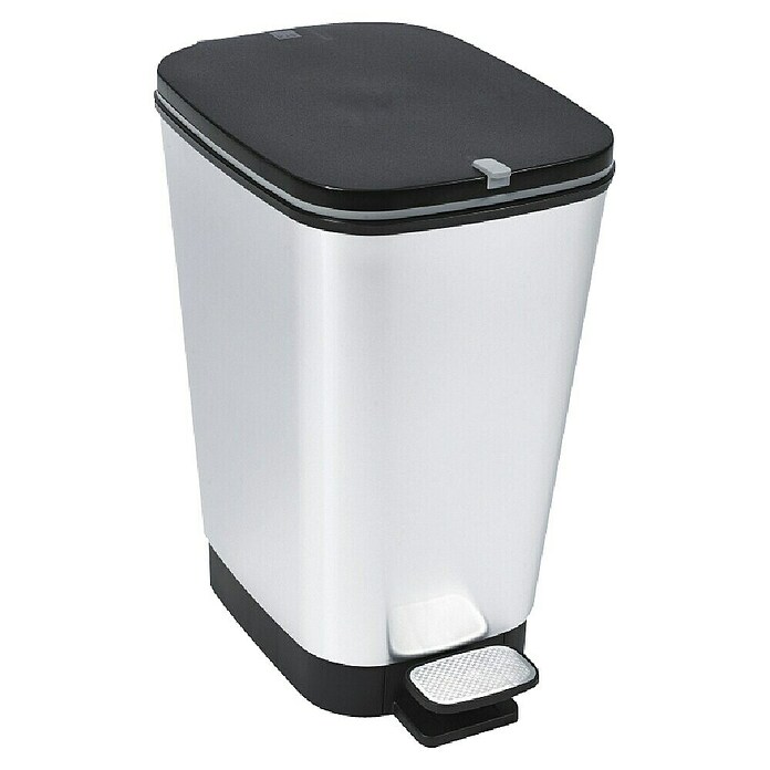KIS Treteimer Chic (25 l, Schwarz/Silber, Eckig, Kunststoff)