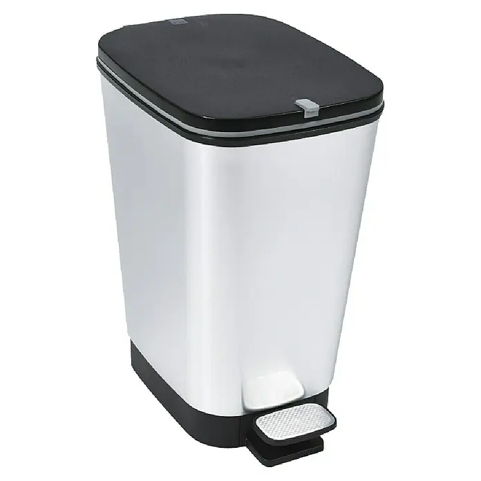 KIS Treteimer Chic - 25 l, Kunststoff, Schwarz/Silber - Dieser Treteimer verfügt über ein schlankes Design mit einem silbernen Korpus, einem schwarzen Deckel und einem stabilen Fußpedal.