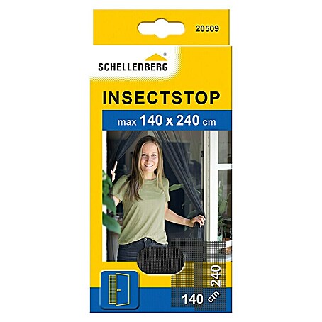 Schellenberg Insect Stop Insektenschutzgitter (B x H: 140 x 240 cm, Kleben, Anthrazit)