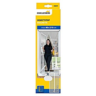Schellenberg Insect Stop Mosquitera Magnetic con listel (An x Al: 90 x 210 cm, Fijación magnética, Antracita, Color bastidor: Blanco)