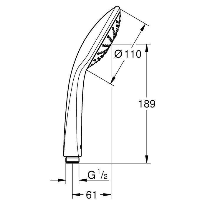 Grohe Vitalio Joy Handbrause Mono (Anzahl Strahlarten: 1 Stk., Kunststoff, Silber) | BAUHAUS