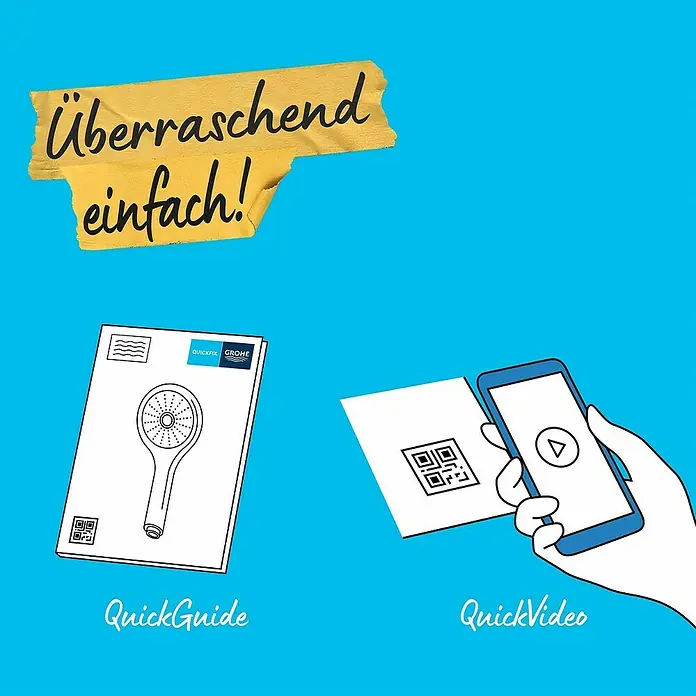 Grohe Vitalio Start Handbrause 110 - Chrom - Bild zeigt ein Produkt von GROHE mit QuickGuide & QuickVideo für eine überraschend einfache Installation.