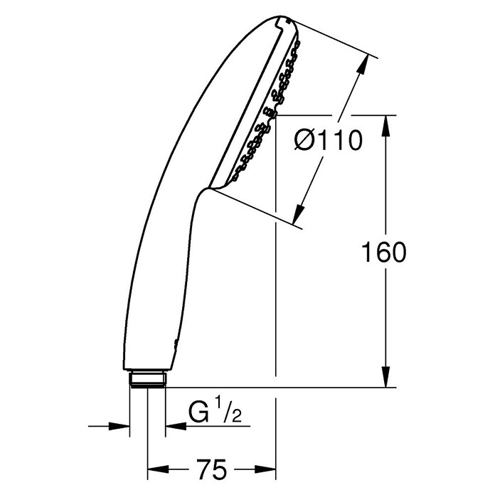 Grohe Vitalio Start Ročna prha 110  (Srebrna) | 3728 - Handbrausen Kopfbrausen Marke | DAFD - Brausen und Zubehör Marke | DAF - Armaturen Brausen | DA - Badausstattung/Bäderwelt | D - Sanitär | BAUHAUS