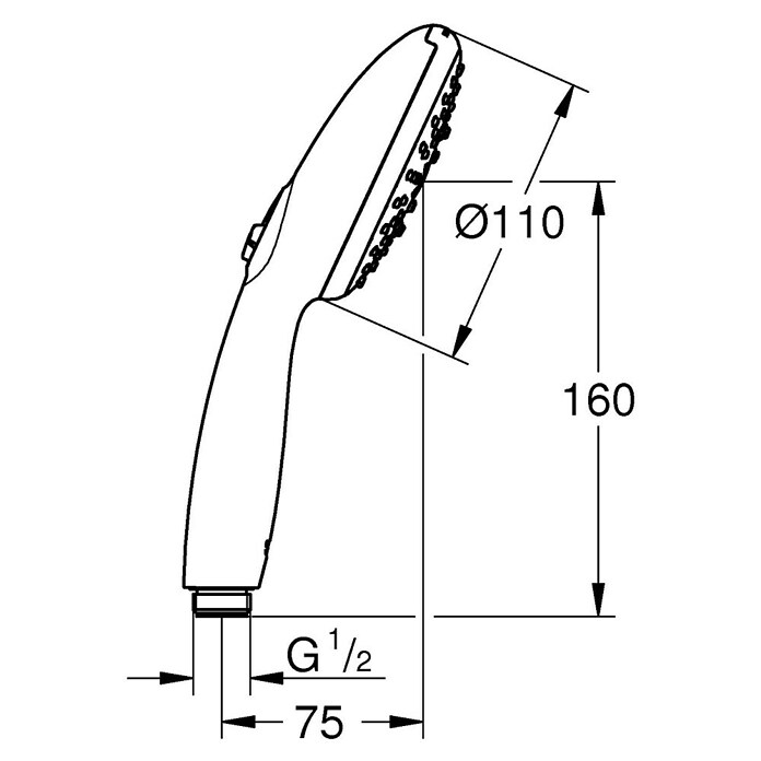Grohe Vitalio Start Handbrause 110 (Durchmesser: 110 mm, Schwarz, Kunststoff, Anzahl Strahlarten: 3 Stk.) | BAUHAUS