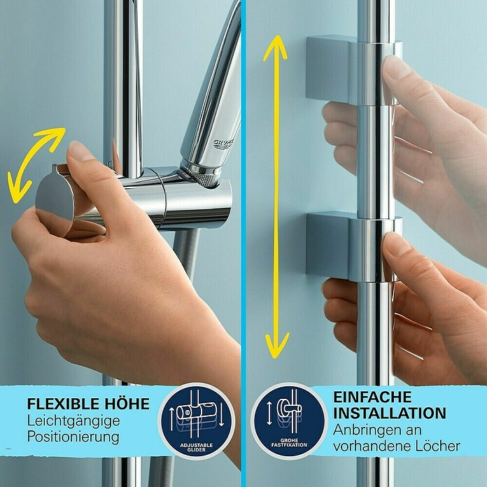 Grohe Vitalio Start Brausegarnitur 110 (Lochabstand: 47 cm - 62 cm, Silber, Kunststoff) | BAUHAUS