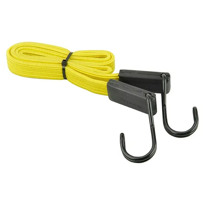 Gummispannseil - Länge: 100 cm, Zurrkraft: 40 kg - Gelbes Expanderseil mit zwei schwarzen Haken zur Ladungssicherung. Ideal für den Transport und die Fixierung von Gegenständen.