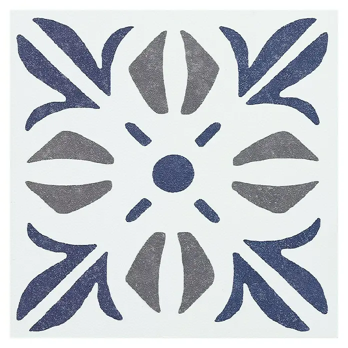 D-c-fix Fliesensticker Wall Tiles Cubia - 6 Stk., 15 x 15 cm, Blau - Dekorative quadratische Fliese mit blauem und grauem Blumenmuster, ideal für Wand- und Bodenakzente. Das florale Design verleiht jedem Raum Eleganz.
