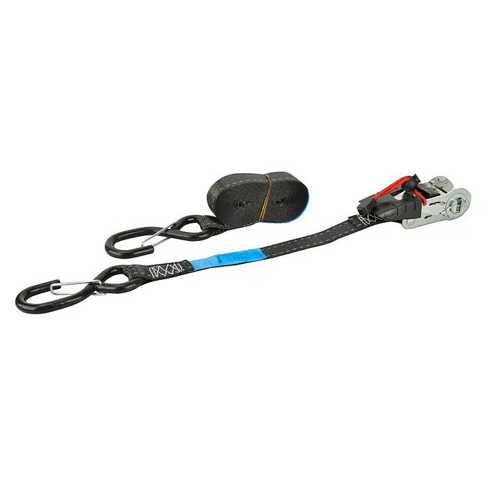 Spanngurt - 4,25 m x 25 mm, Zurrkraft: 400 kg, Reflektierend - Ein Zurrgurt mit Haken und Ratsche, ideal zum Sichern von Ladung beim Transport.