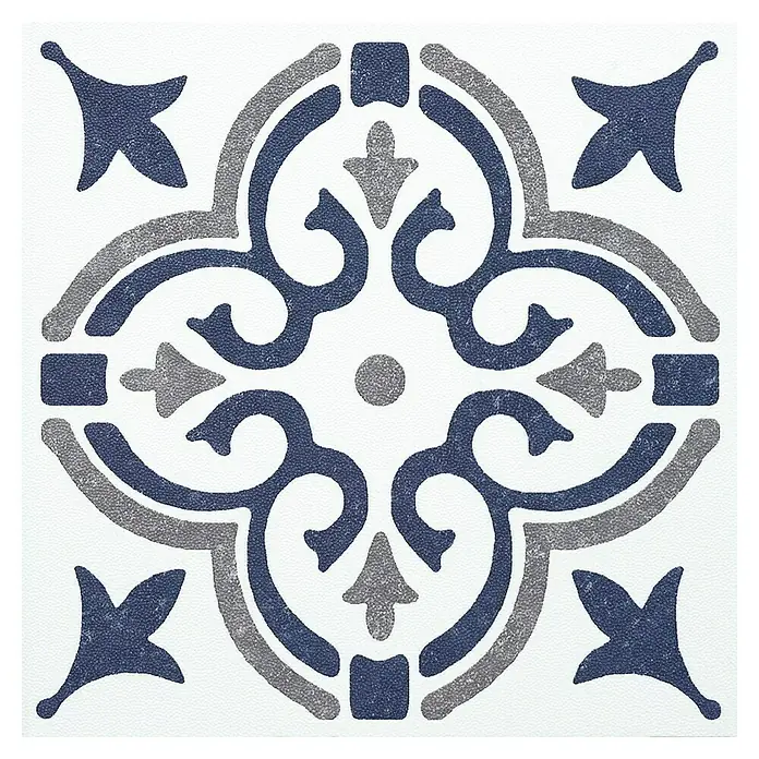 D-c-fix Fliesensticker Wall Tiles Jamila - 6 Stk., 15 x 15 cm, Blau - Dekorfliese mit blauem und grauem Muster auf weißem Grund. Ein eleganter Hingucker für jeden Raum.