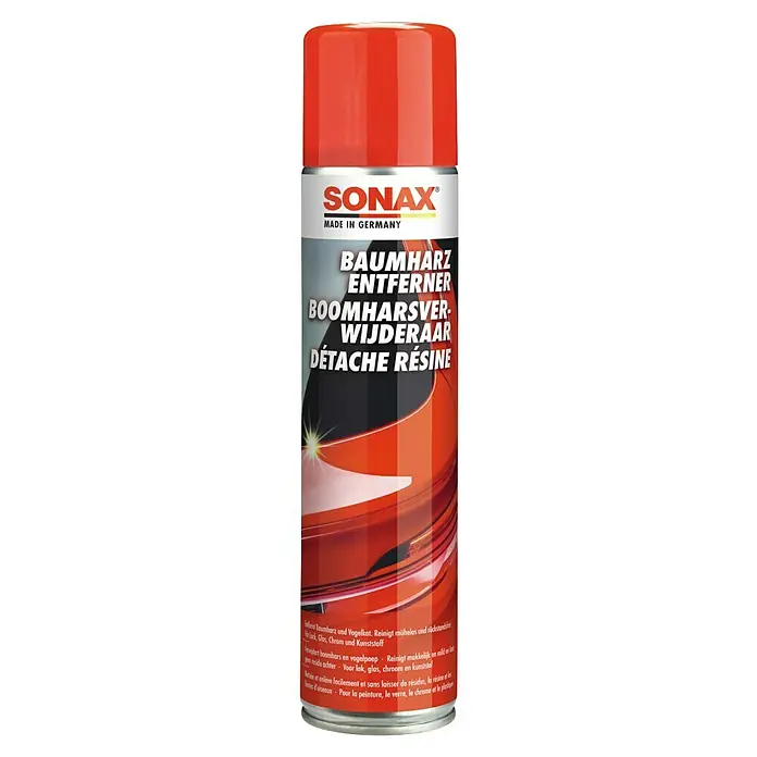 Sonax Baumharz- & Insektenentferner Spray - 400 ml - SONAX Baumharz Entferner: Löst Baumharz und Vogelkot mühelos von Lack, Glas, Chrom und Kunststoff. Reinigt streifenfrei und schützt Oberflächen.