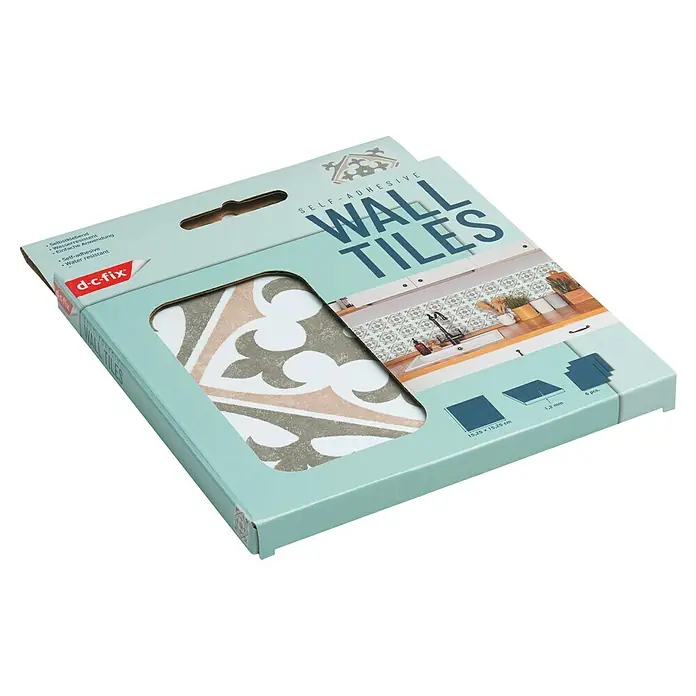 D-c-fix Fliesensticker Wall Tiles Nadia - 6 Stk., 15 x 15 cm, Olive - Eine Packung selbstklebende Wandfliesen von d-c-fix mit Muster, ideal für die einfache Renovierung von Küche und Bad.