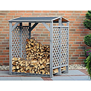 Promadino Kaminholzregal (120 x 118 x 148 cm, Holz, Grau)